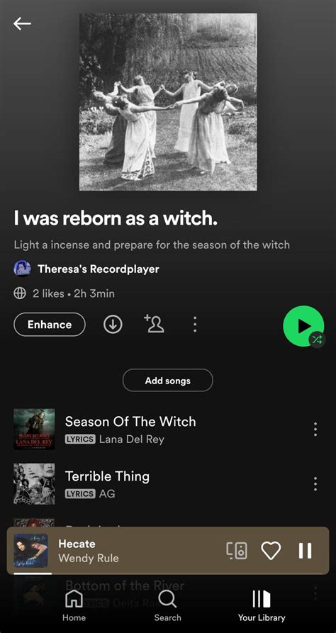 Witchcraft spotify playlist